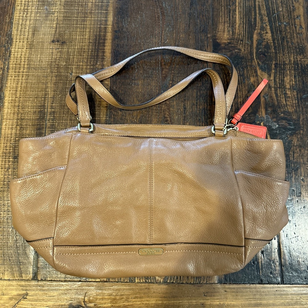 Coach Park Carrie Leather Tote F23284 Brown Leather Used